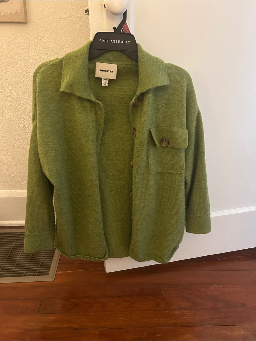 Industry Green Button-Front Wool Blend Sweater Jacket S